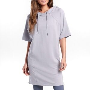 ATHLETA Cabana Tunic Hoodie Lilac Purple Short Sleeve Hood Small Comfort